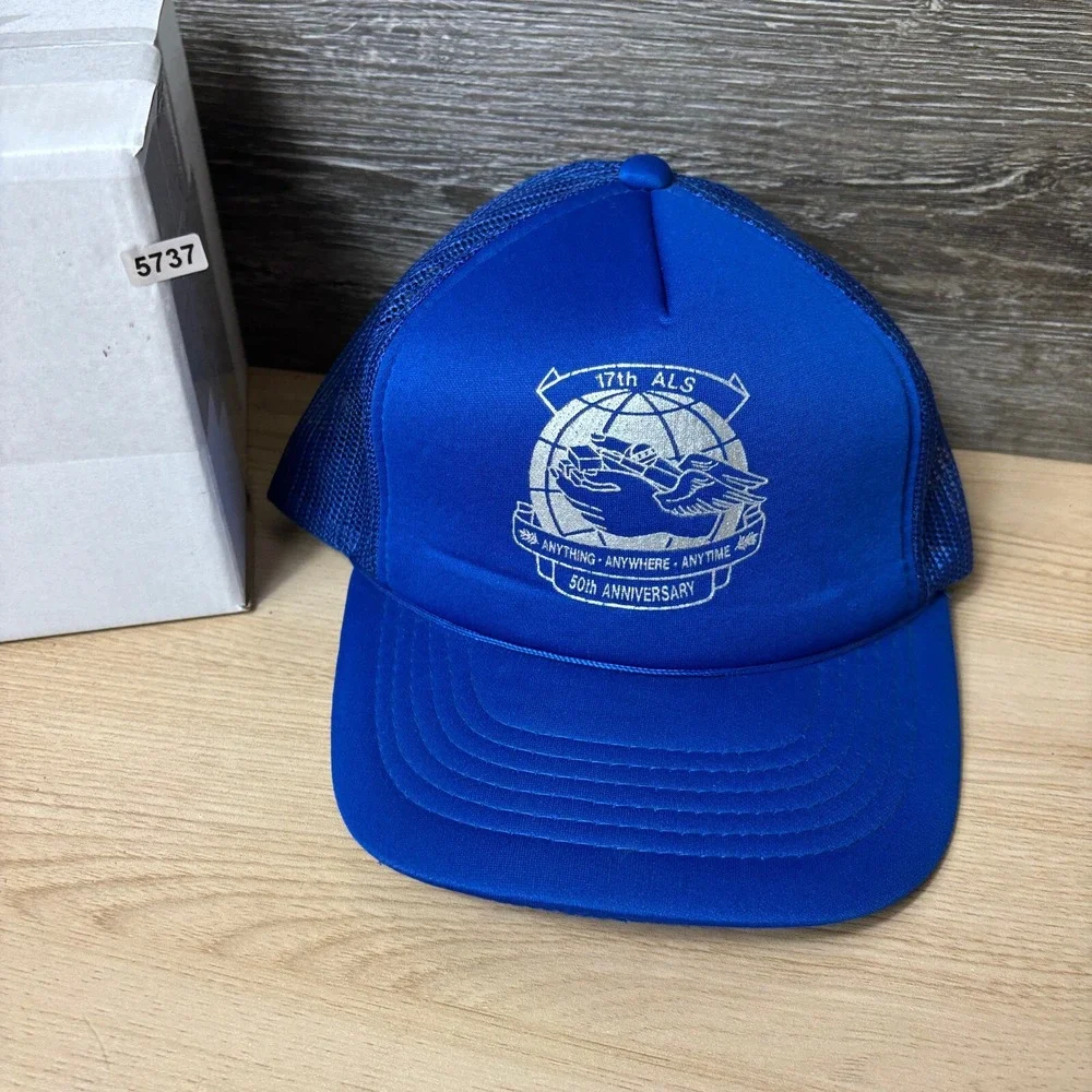 Vintage‎ ALS Hat Cap Snap Back Blue Blue Trucker Adjustable